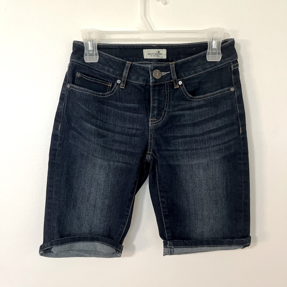 Dark Blue long Denim Shorts